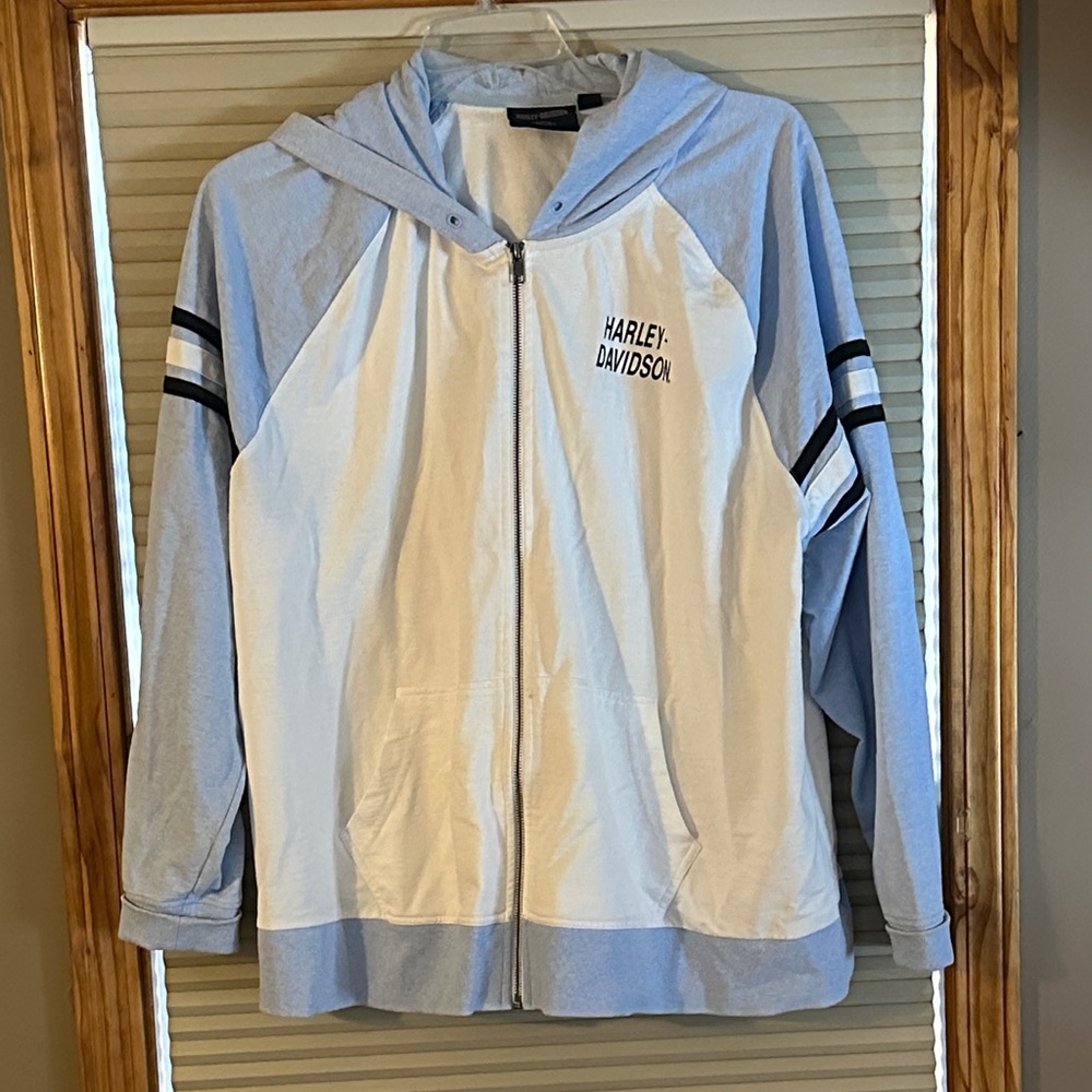 Harley-Davidson Light Blue and White Hoodie